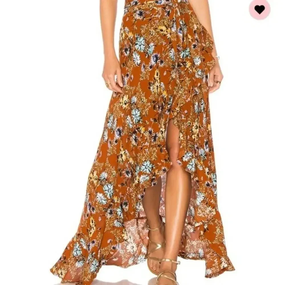 Blue‎ Life Womens Aura Wrap Ruffle Skirt Size Large Summer Nights Floral Print